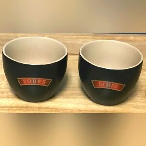 set of two handleless Bailey's Yours and Mine mugs